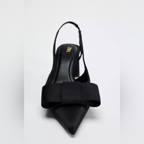 NWOT - Zara Slingback Heels with Bow - Picture 4 of 9